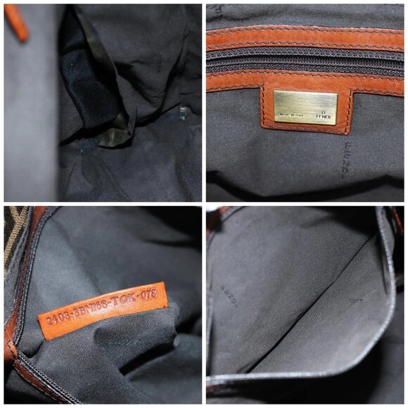 FENDI Zucca Canvas Tote Bag Brown Black Auth am6121 - Picture 15 of 16